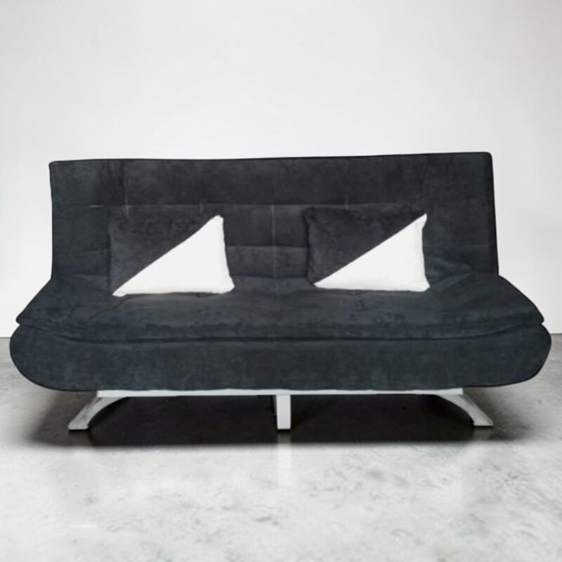 Luna Convertible Sofa Bed with Pillows – Black Fabric