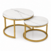 Monaco Luxe Nesting Coffee Table Set – Gold Frame