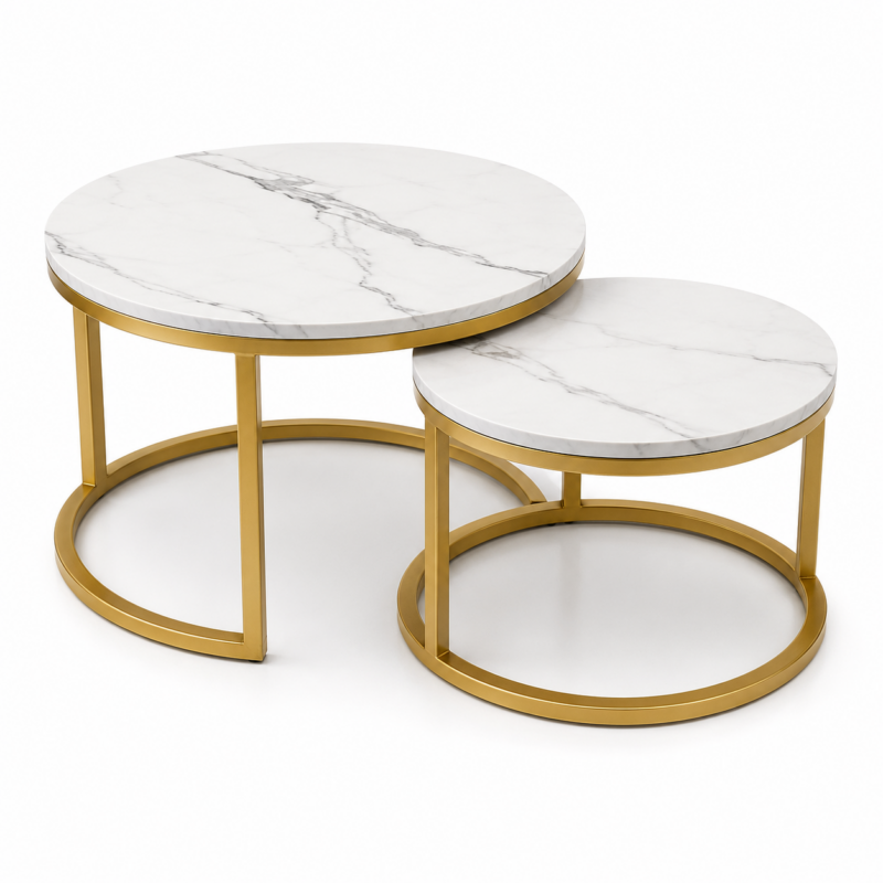 Monaco Luxe Nesting Coffee Table Set – Gold Frame