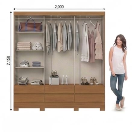 Alternative view of Arden Hazelwood 3-Door Sliding Wardrobe with Drawers and Mirror