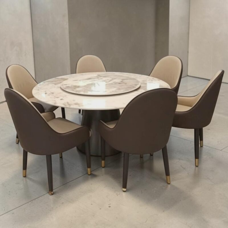 Aurelio Luxe Round Dining Set with Lazy Susan