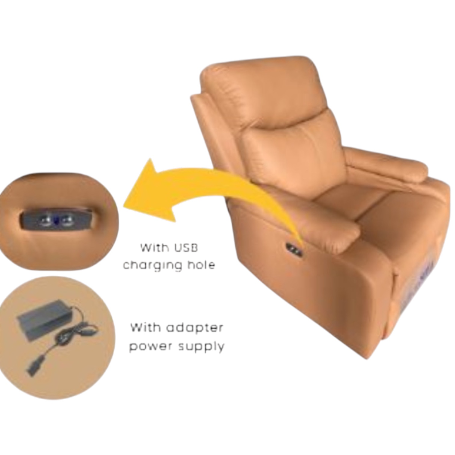 Aurevo ComfortTech Power Recliner Chair with USB Charging - Image 2