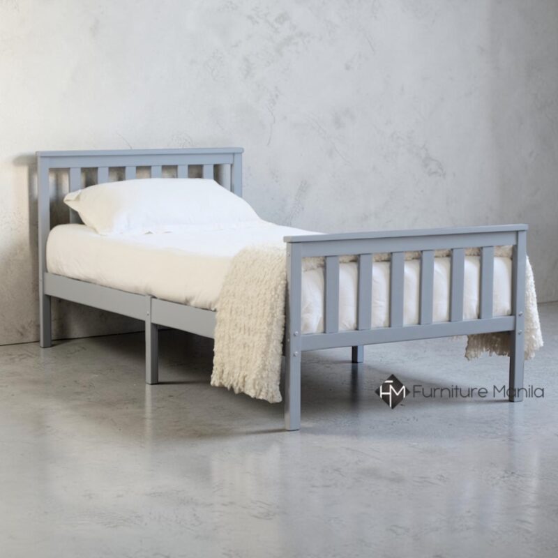HarborLine Solid Wood Slatted Bed Frame - Gray