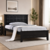 Monarch Grid Upholstered Bed Frame with Padded Headboard (Black)