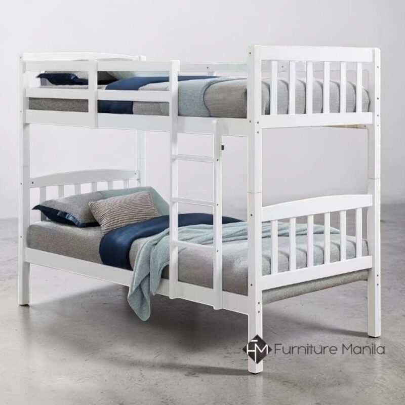 Nordhaven White Wooden Double Deck Bed Frame (Single over Single)
