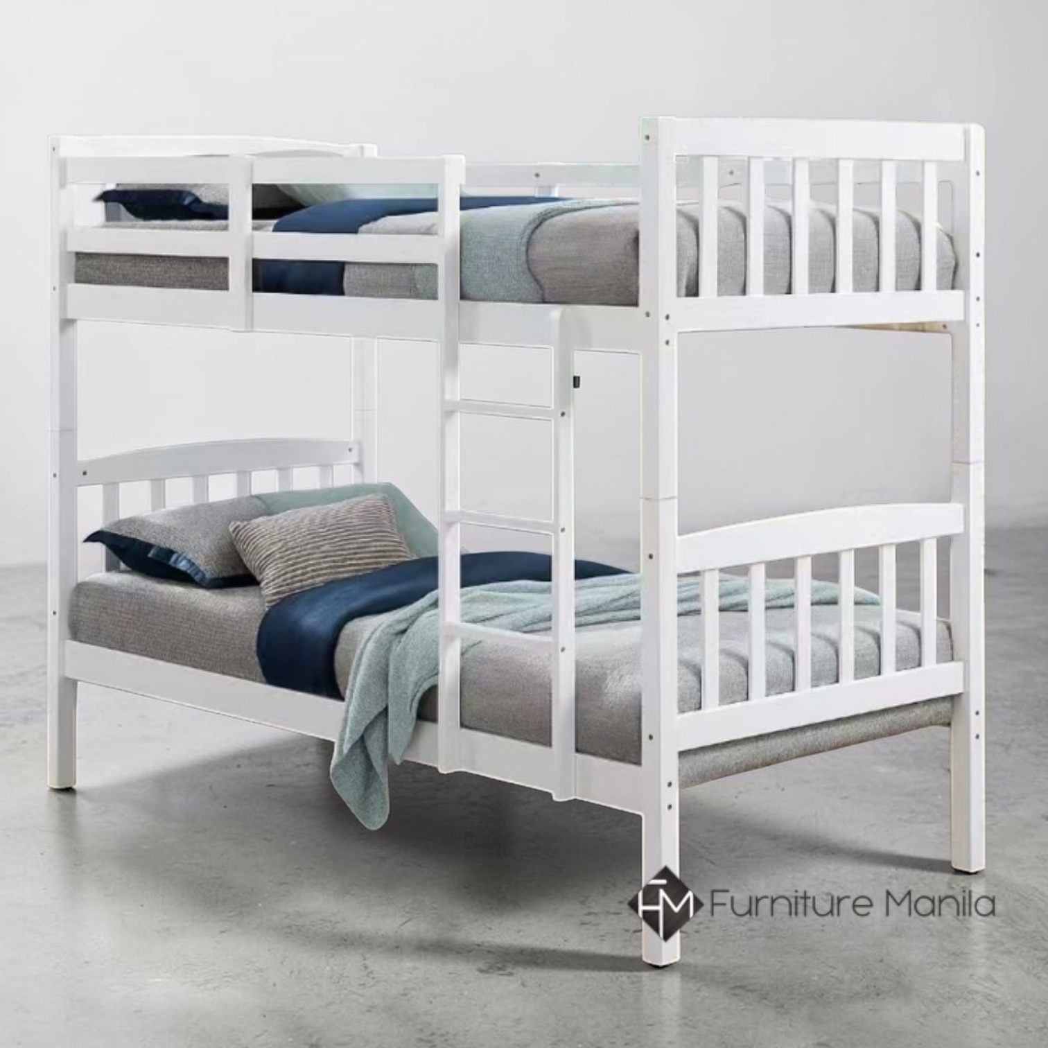 Nordhaven White Wooden Double Deck Bed Frame (Single over Single)