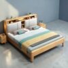 Nordic Haven Storage Bed Frame with Lift-Up Headboard Shelving