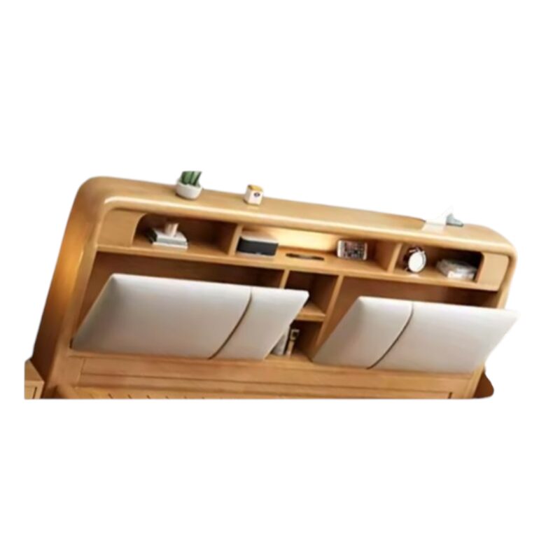 Alternative view of Nordic Haven Storage Bed Frame with Lift-Up Headboard Shelving