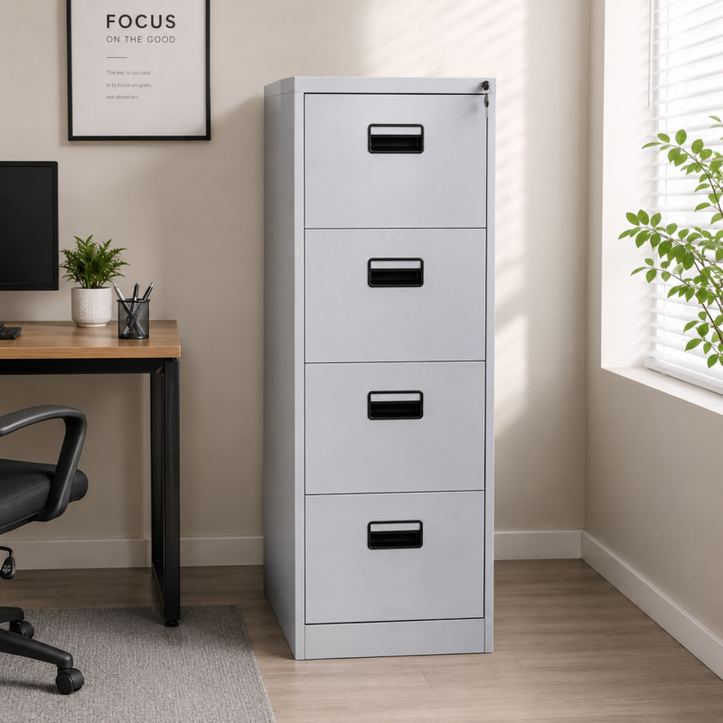 SteelCore Pro 4-Drawer Vertical Filing Cabinet (Gray)