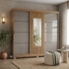 Valencia Hazelwood 3-Door Sliding Wardrobe with Mirror