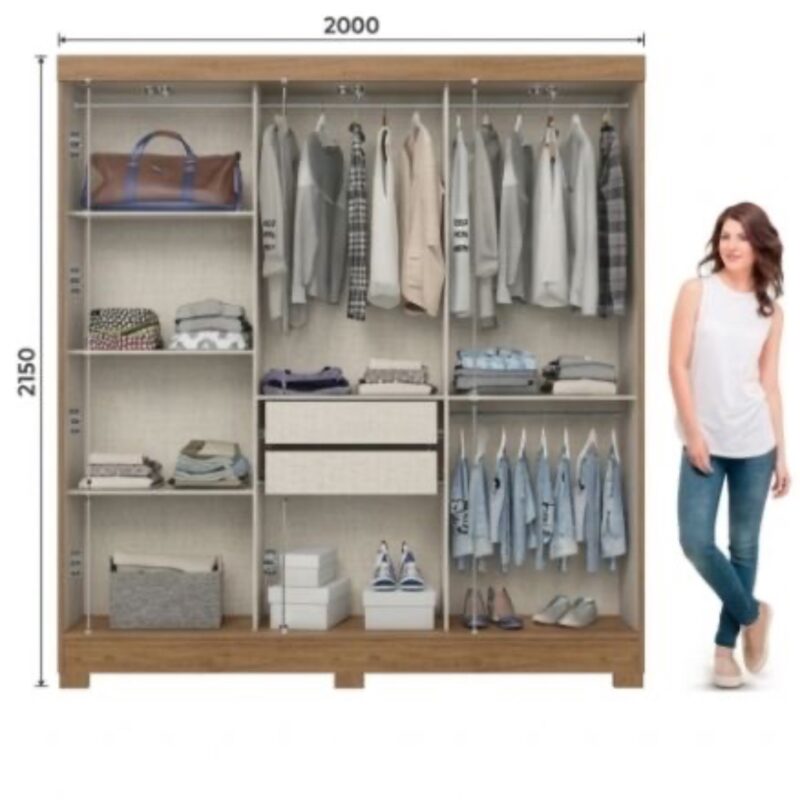 Alternative view of Valencia Hazelwood 3-Door Sliding Wardrobe with Mirror