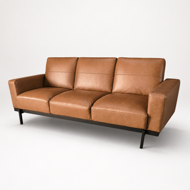 Harper Luxe Brown 3-Seater Modern Sofa Bed
