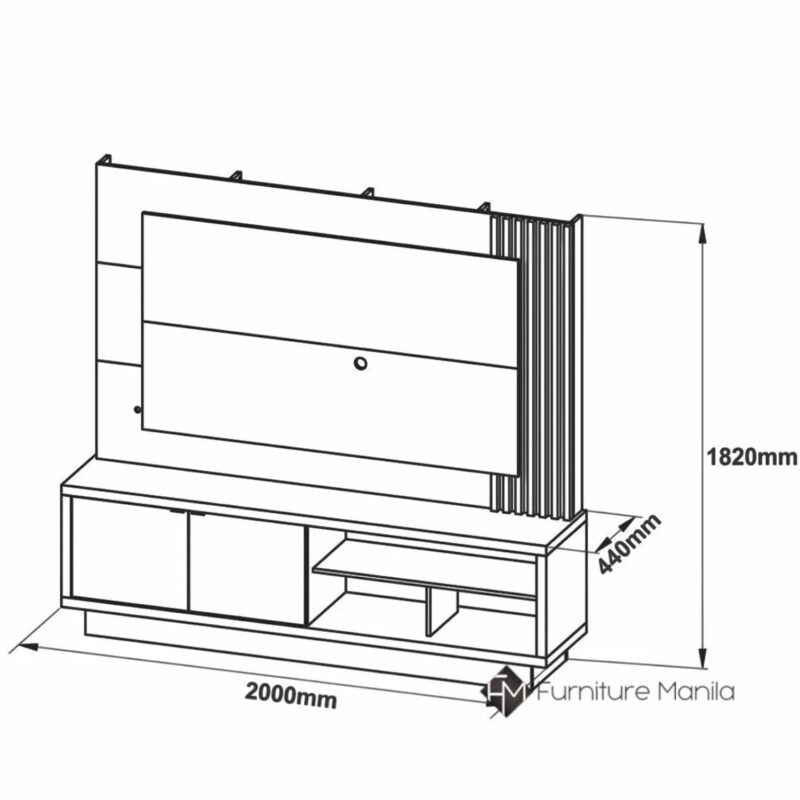 Alternative view of Draycott Natural & Off-White Entertainment Unit w/ TV Wall Panel