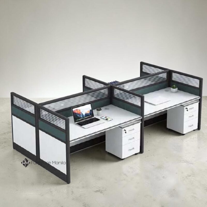GuildWorks Modular Office Cubicle Workstation - 4-Seater