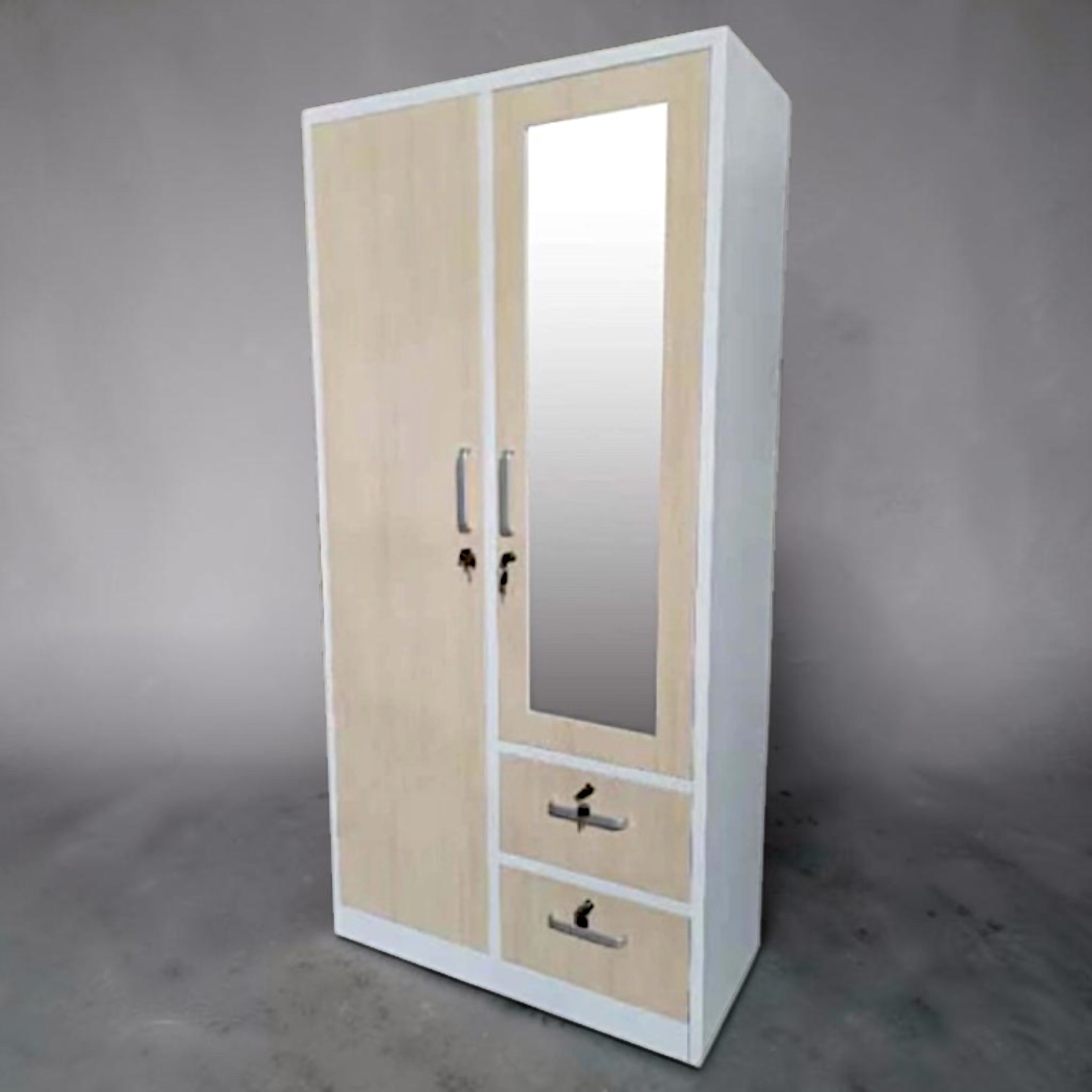 Haverford Metal Wardrobe with Mirror and Drawers