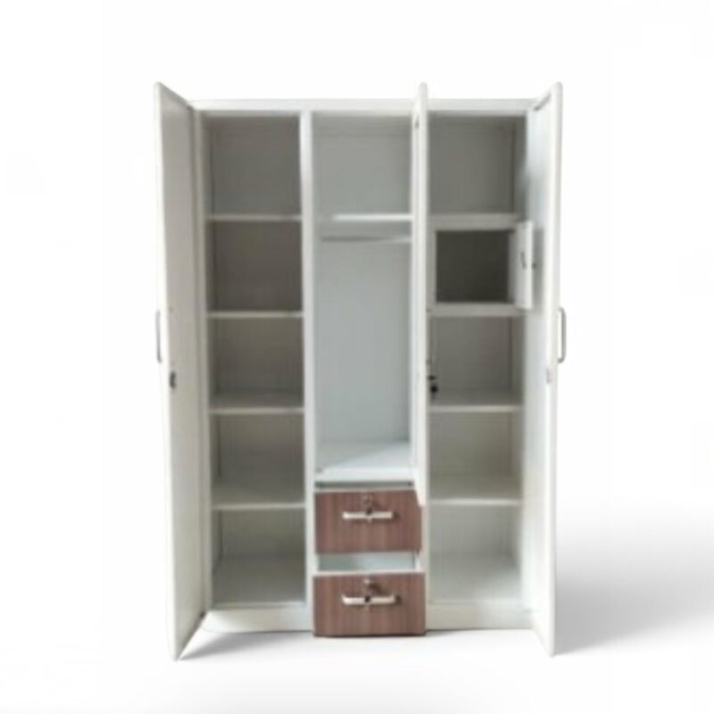 Alternative view of Holliswood 3-Door Metal Wardrobe w/ Mirror, Drawers & Safety Box