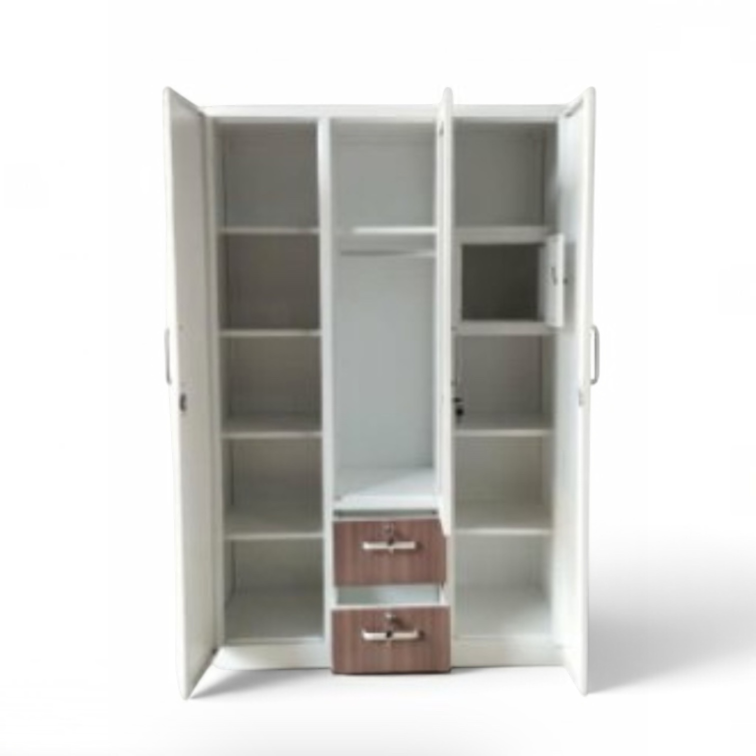 Holliswood 3-Door Metal Wardrobe w/ Mirror, Drawers & Safety Box - Image 2