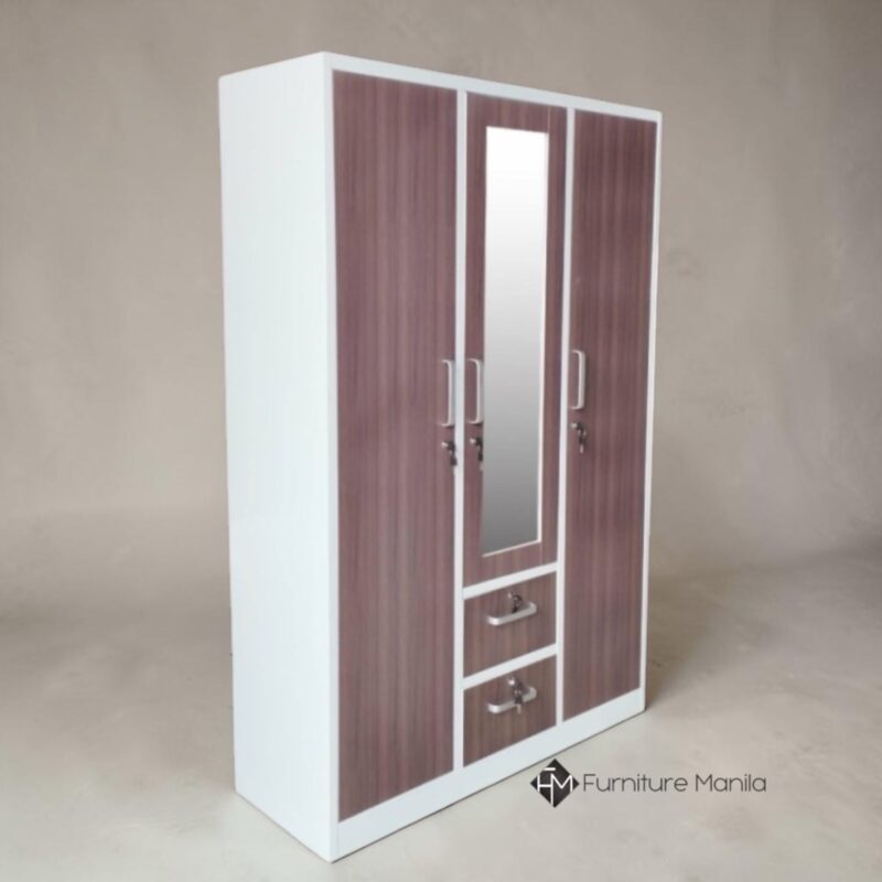 Holliswood 3-Door Metal Wardrobe w/ Mirror, Drawers & Safety Box