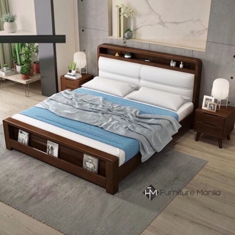Alternative view of Marlowe Bed Frame w/ Upholstered Headboard & Display Shelves