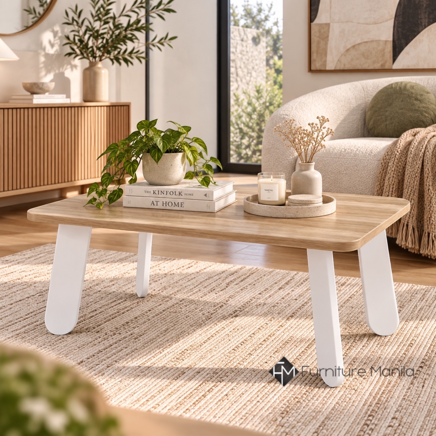 Farlowe Modern Coffee Table – Natural & White