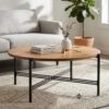 Farrow Round Coffee Table – Natural Wood & Black