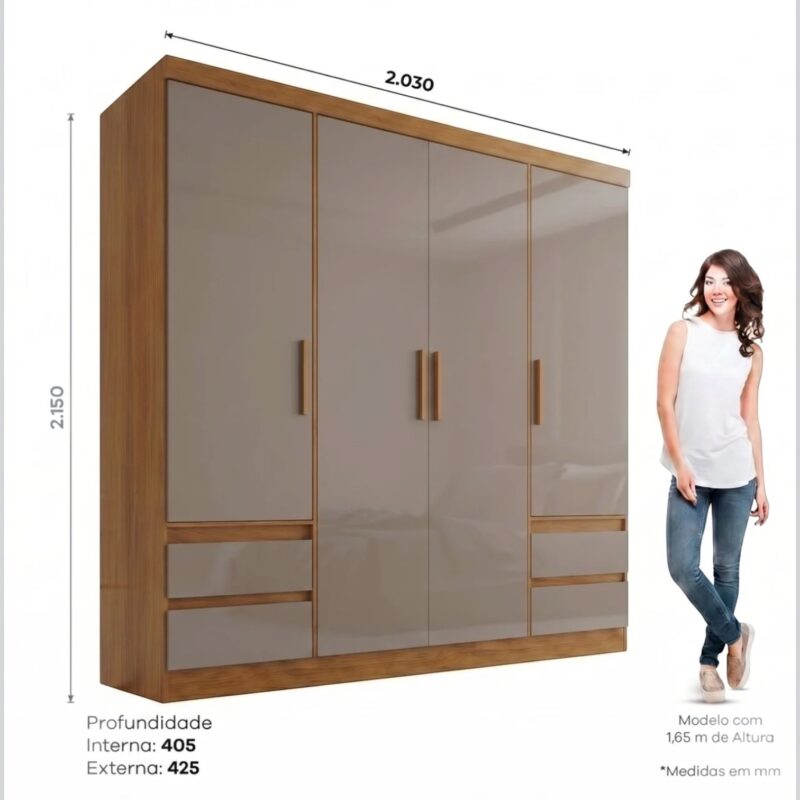Alternative view of Harlington 4-Door Wardrobe with 4 Drawers