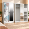 Havelle Mirror Sliding-Door Metal Wardrobe – White
