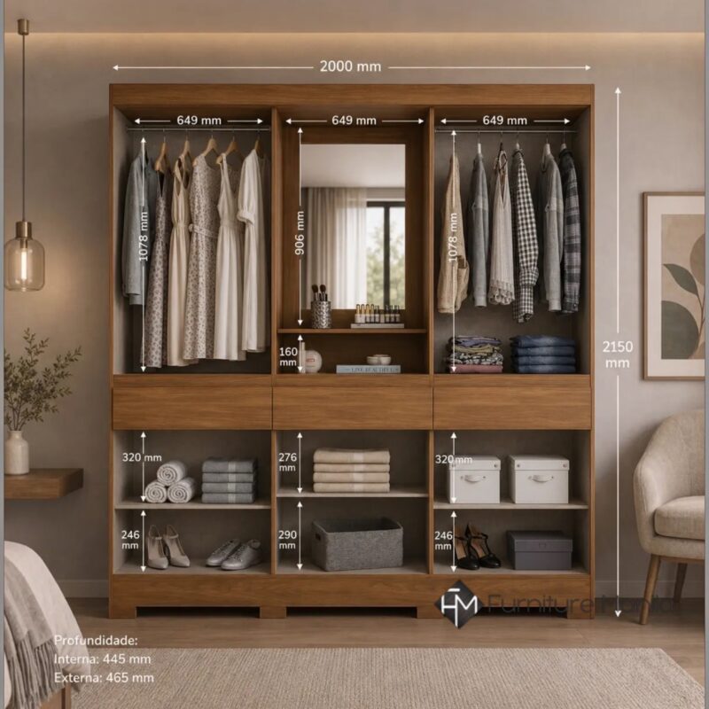 Hawthorne 10-Door Wardrobe Cabinet with Mirror - Image 2