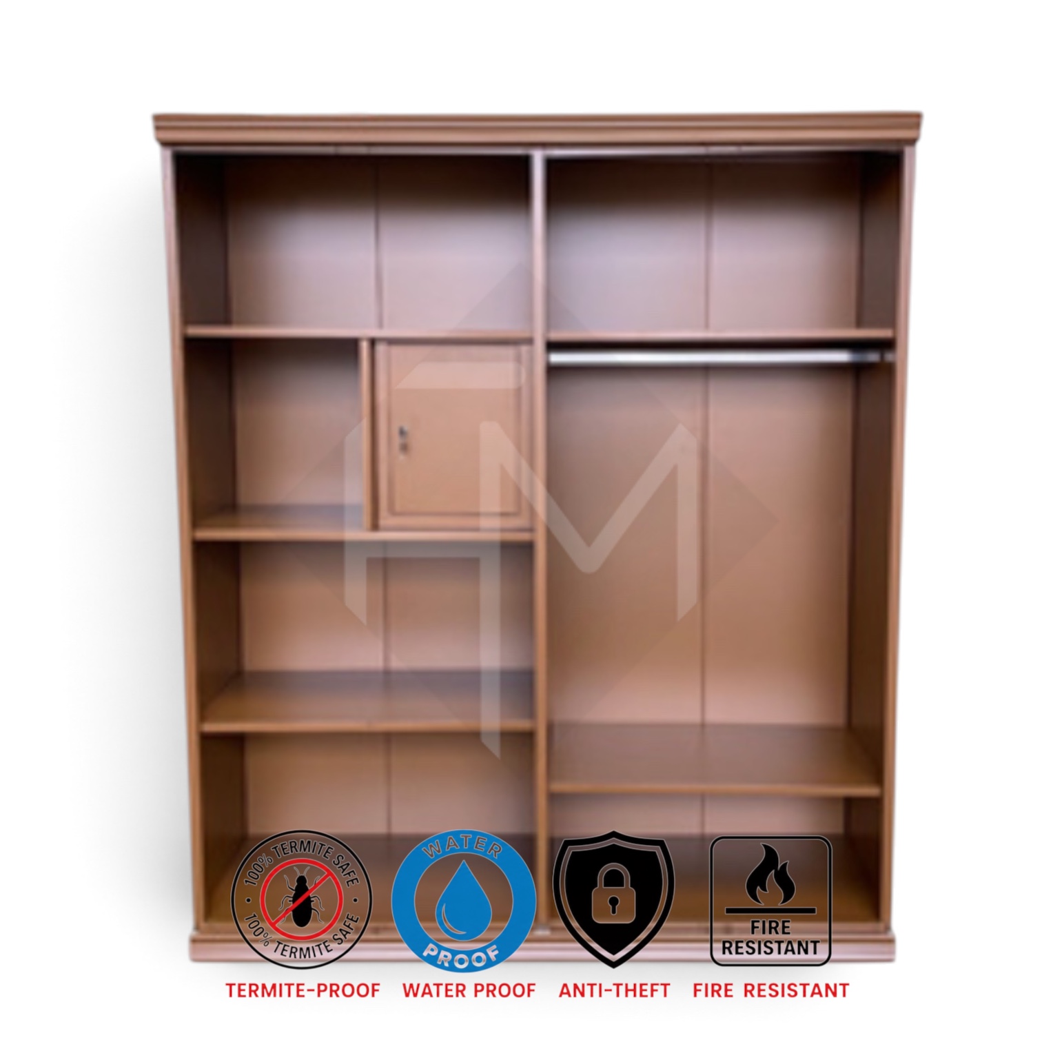 Hensley 4-Door Steel Wardrobe with Dual Mirrors & Safety Box - Image 2