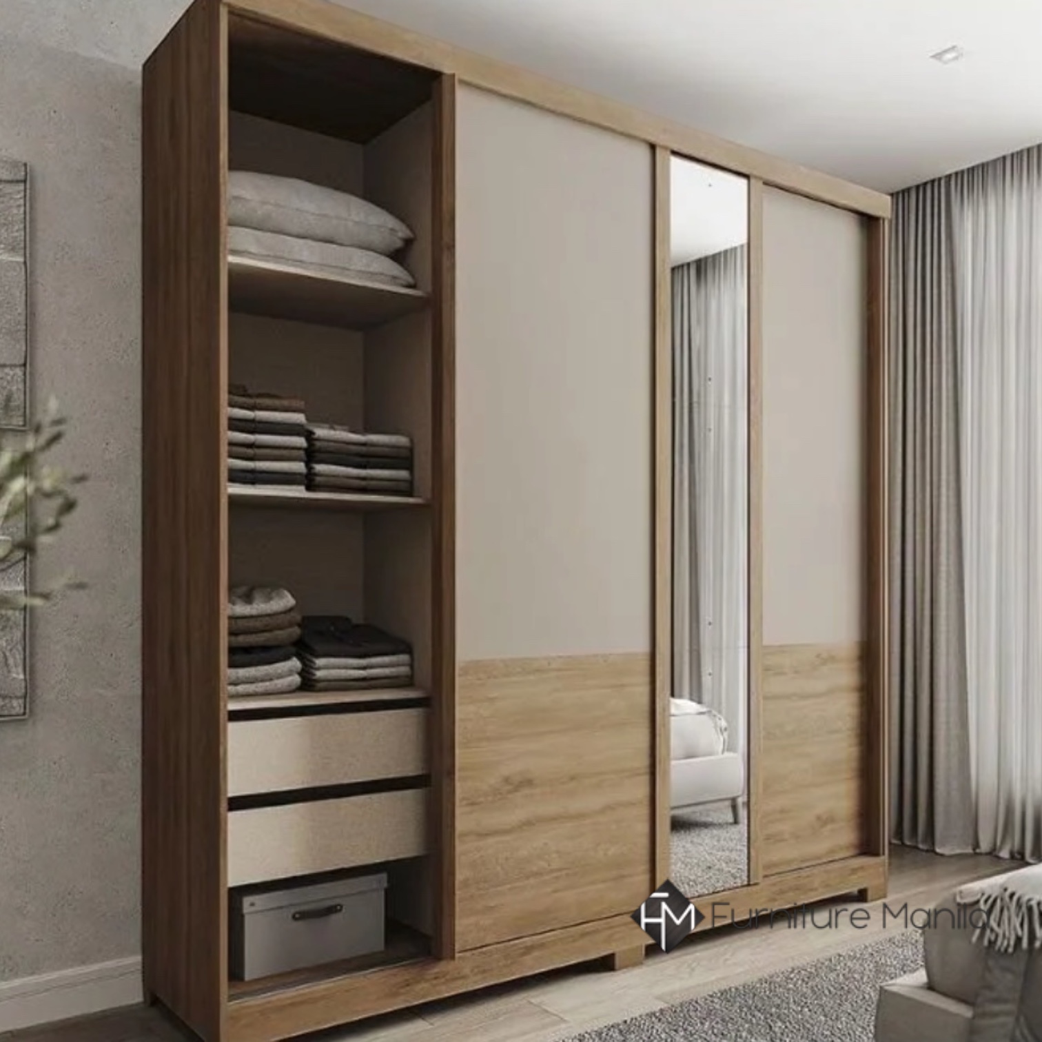 Huxley Grand Sliding Door Wardrobe with Mirror - Image 2