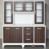 Kensington Metal Kitchen Storage Cabinet w/ Display Hutch
