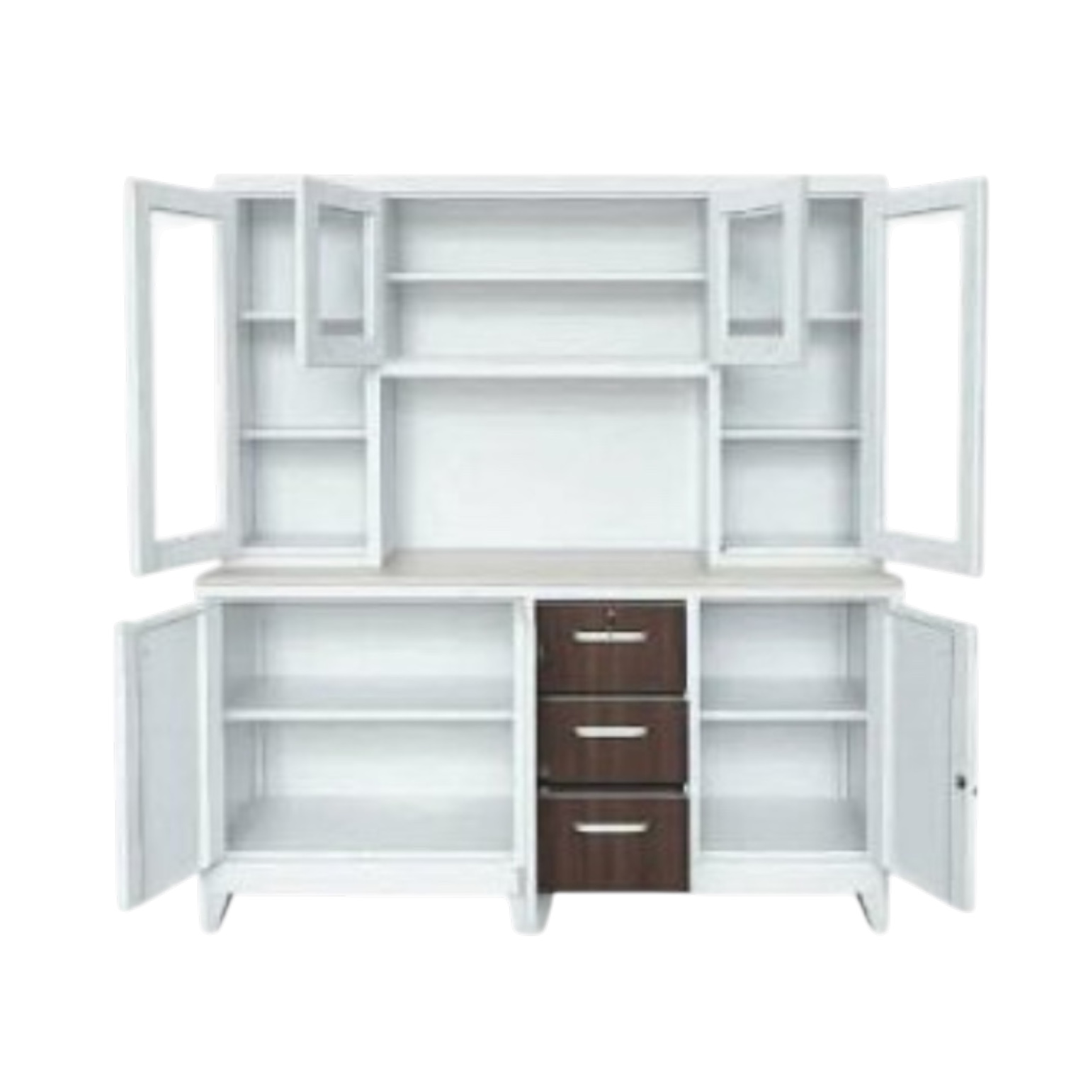 Kensington Metal Kitchen Storage Cabinet w/ Display Hutch - Image 2