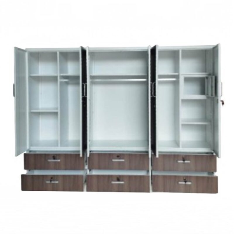 Alternative view of Kensington 6-Door Metal Wardrobe with Dual Mirrors & 6 Drawers
