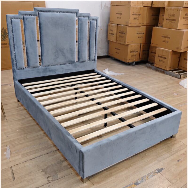 Alternative view of Madelune High-Headboard Upholstered Bed Frame – Queen