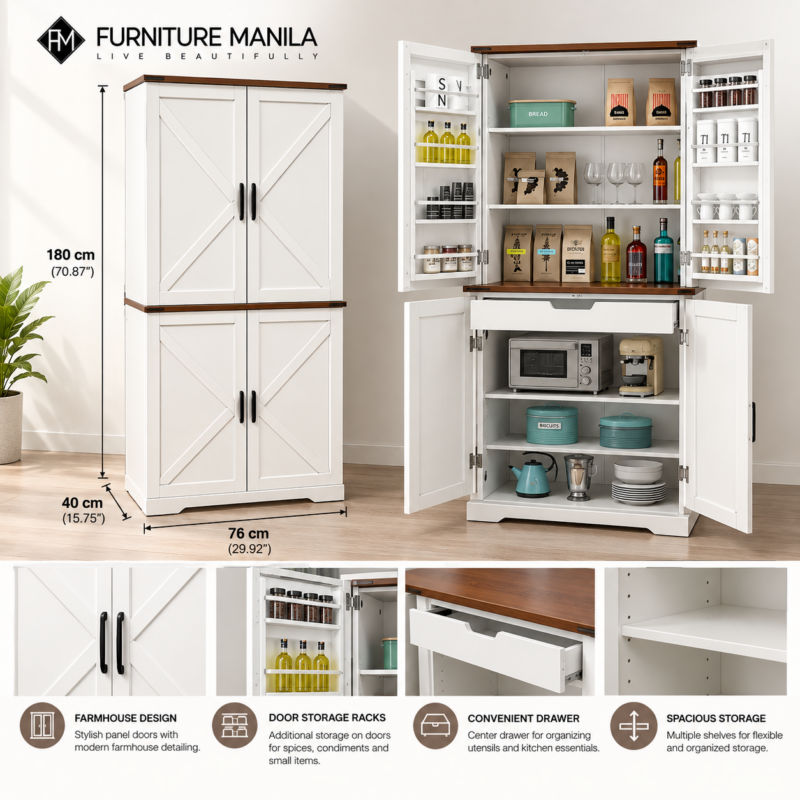 Marivelle Pantry Storage Cabinet with Drawer - Image 4