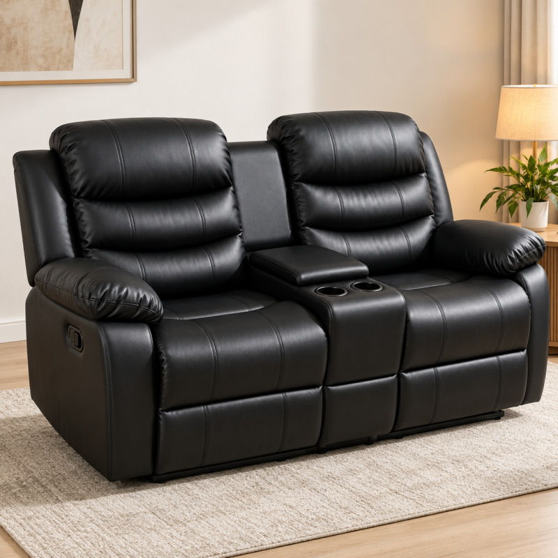 Maverton 2-Seater Recliner Sofa with Console & Cup Holders