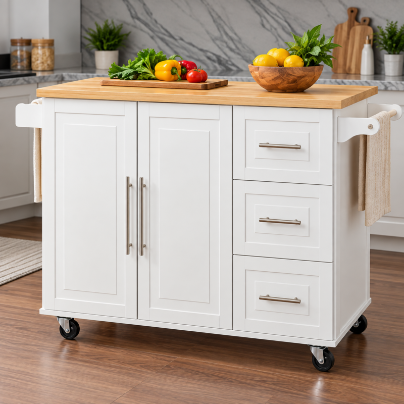 Mirehaven Mobile Kitchen Island with Storage