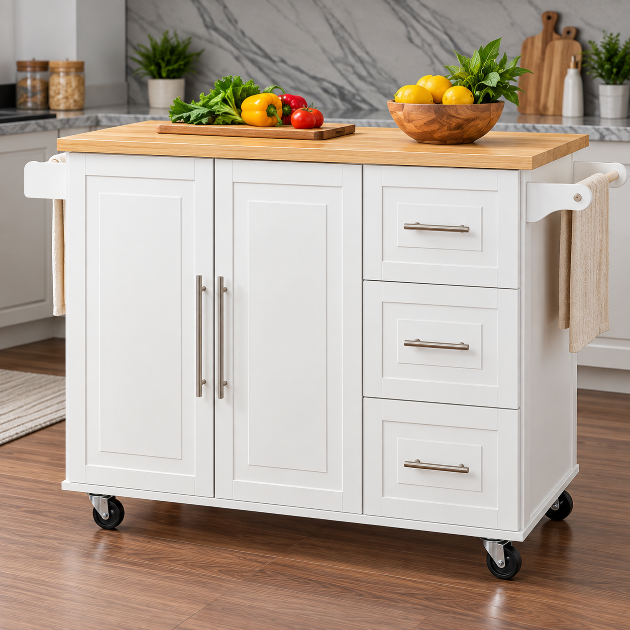 Mirehaven Mobile Kitchen Island with Storage