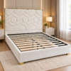 Mireston Geometric High-Headboard Upholstered Bed Frame – Queen