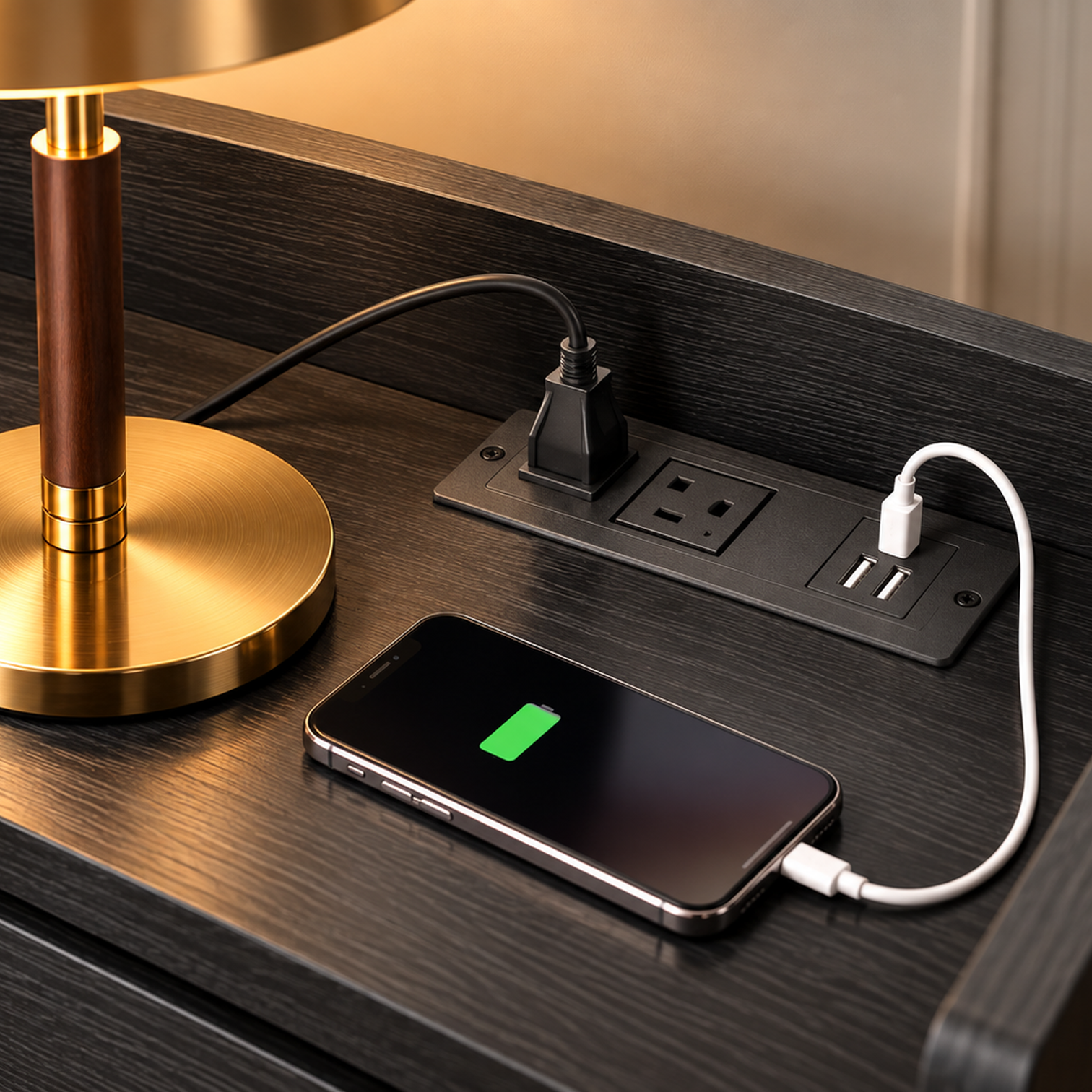 Montrevia LED Buffet Cabinet with Charging Station – Black - Image 2