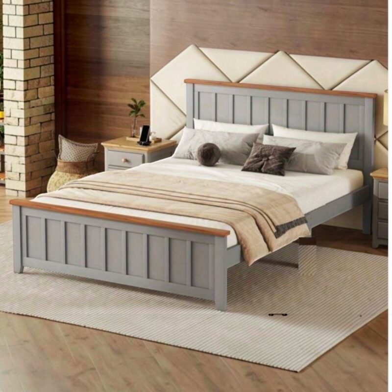 Alternative view of Mornelle Two-Tone Wooden Bed Frame – Light Grey