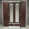 Wexford 4-Door Metal Wardrobe with Dual Mirrors – Walnut