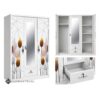 Yarrow 3-Door Metal Wardrobe with Mirror & 2 Drawers