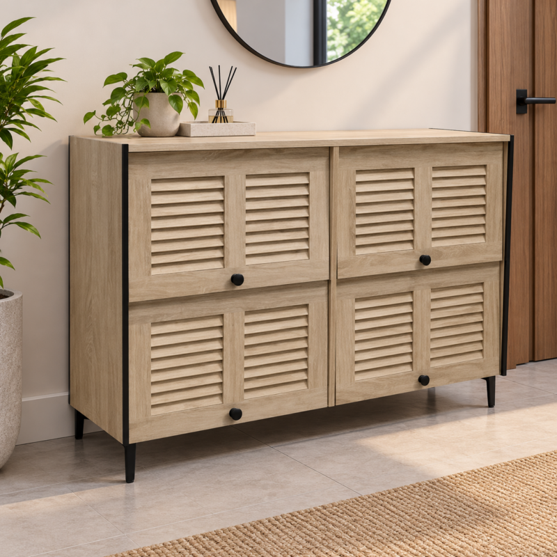 Averlyn 4-Door Shoe Cabinet – Sonoma Oak