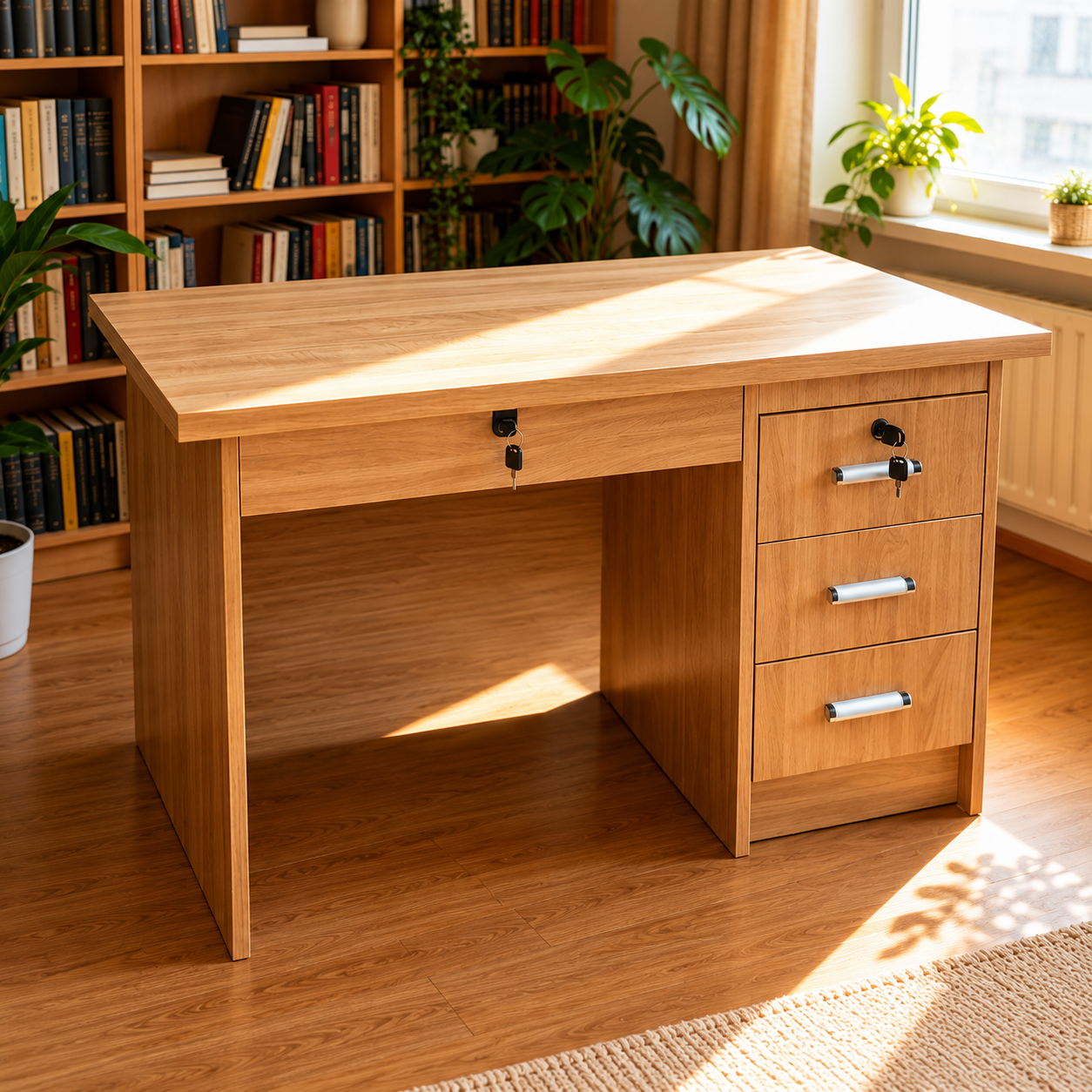 Marcellon Walnut Office Desk with Lockable Drawers