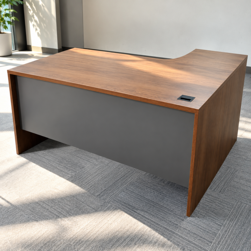 Mavrixen L-Shaped Executive Office Desk with Storage Cabinet