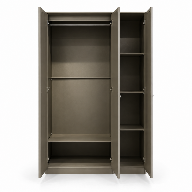Alternative view of Morenza 3-Door Linen Grey Wardrobe Cabinet