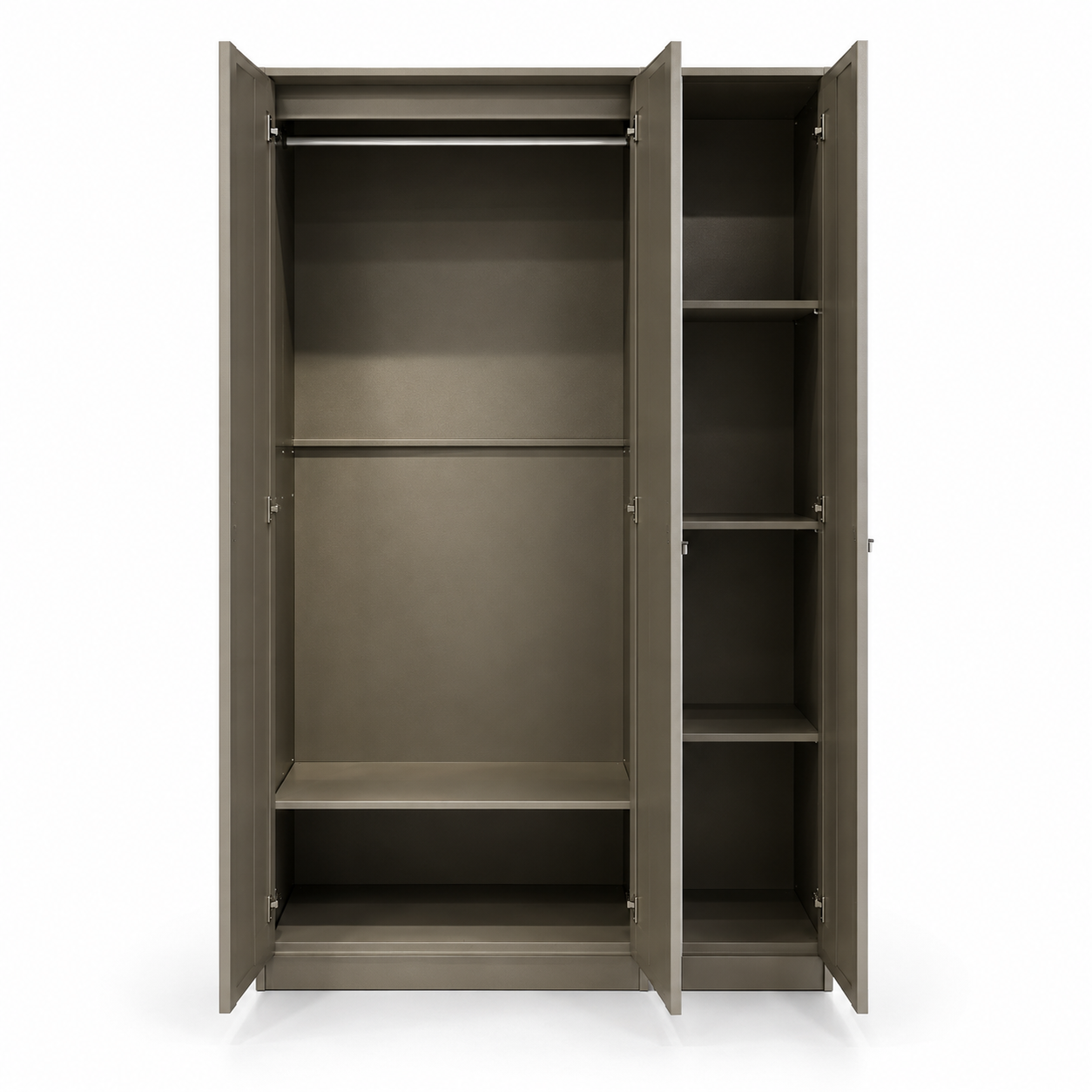 Morenza 3-Door Linen Grey Wardrobe Cabinet - Image 2