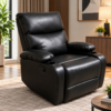Pavello Black Leather Swivel Recliner Chair with Dual Cup Holders – Furniture Manila