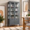 Trevayne Fluted Glass Metal Display & Storage Cabinet – Grey